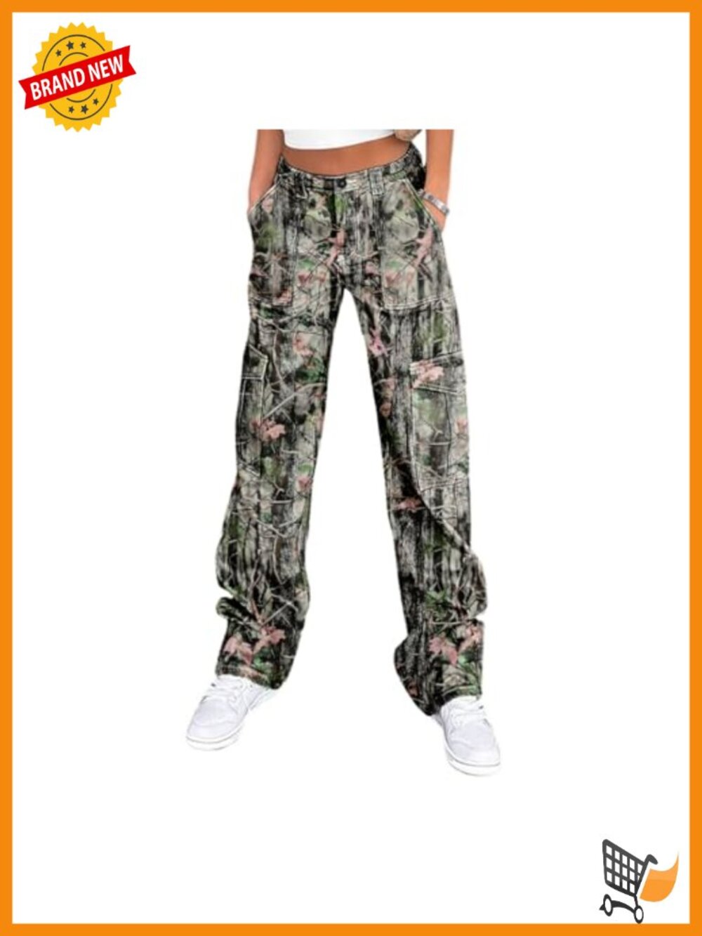 Lepunuo Cargo Pants Women High Waisted Stretchy Wide Leg Y2K Streetwear 6